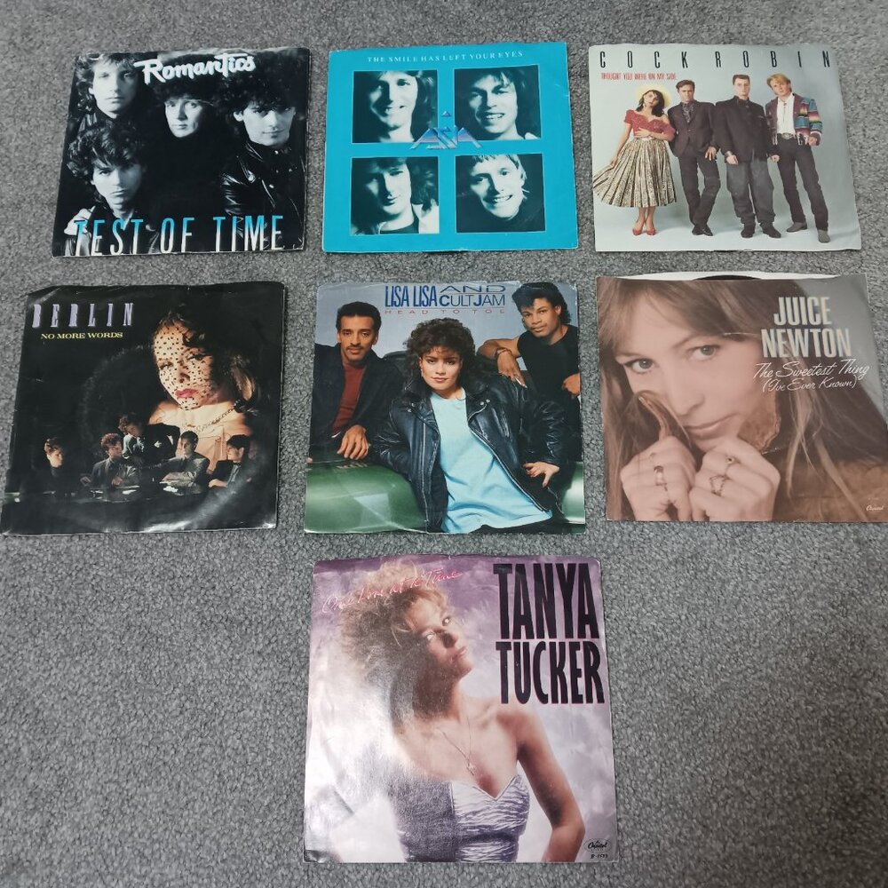 45 RPM Bundle - 7 Records - Asia, Berlin, Tanya Tucker and more